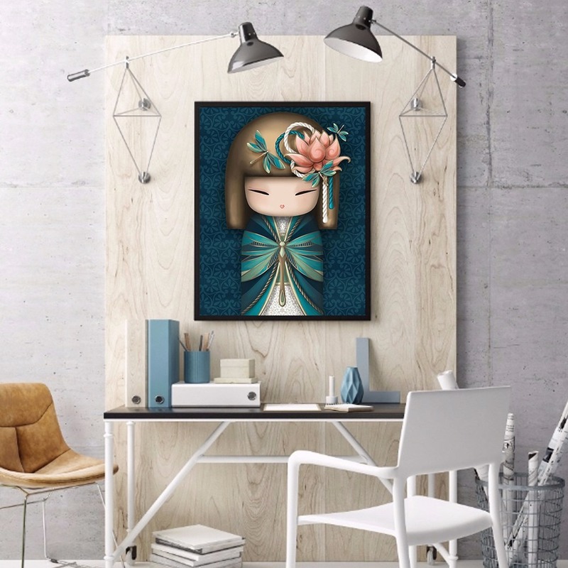 Búp bê Nhật Bản sơn kim cương 5D kích thước 30X40cm trang trí nhà