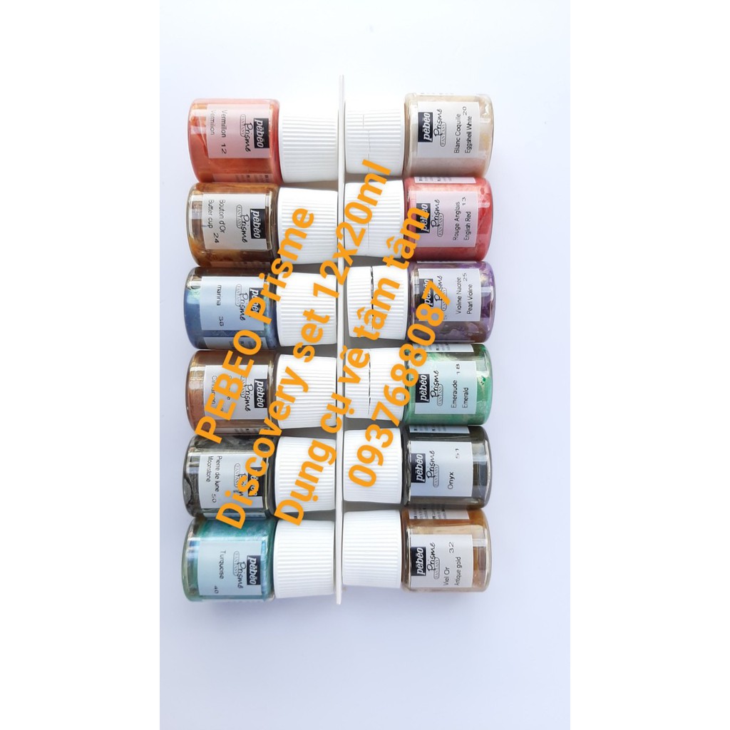 [ TÂM TÂM ]-Màu vẽ trang sức, màu vẽ đa năng Pebeo Fantasy Prisme Discovery Set 12 x 20ml-