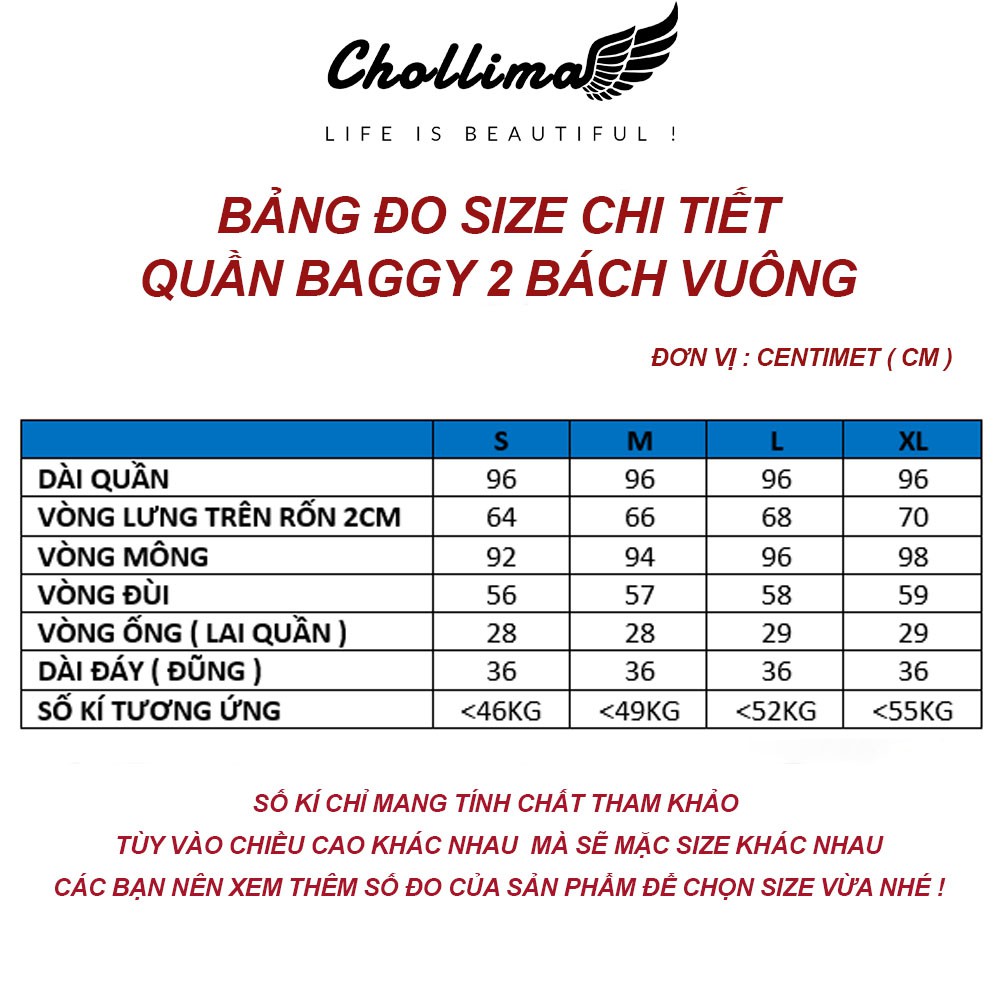 Quần baggy jeans nữ Chollima form rộng 2 bách vuông,lưng thun QD016 phong cách hàn quốc | BigBuy360 - bigbuy360.vn