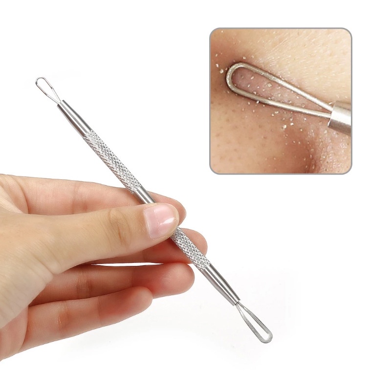 Bộ 4 Dụng Cụ Nặn Mụn Bằng Thép Không Gỉ Làm Sạch Lỗ Chân Lông Chăm Sóc Da Mặt