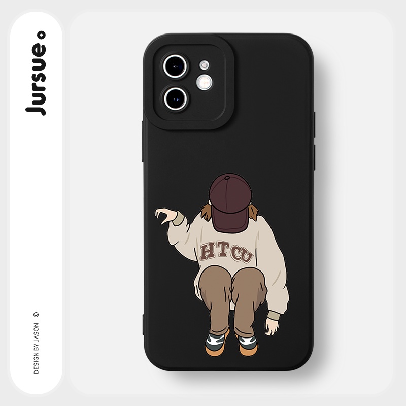 Ốp lưng JURSUE hoạt hình cặp đôi dễ thương đẹp cho iPhone 13 12 11 Pro Max SE 2020 X XR XS 8 7 ip 6S 6 Plus kute Y1883