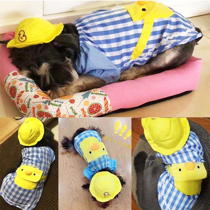 Pet little yellow duck clothes puppy backpack