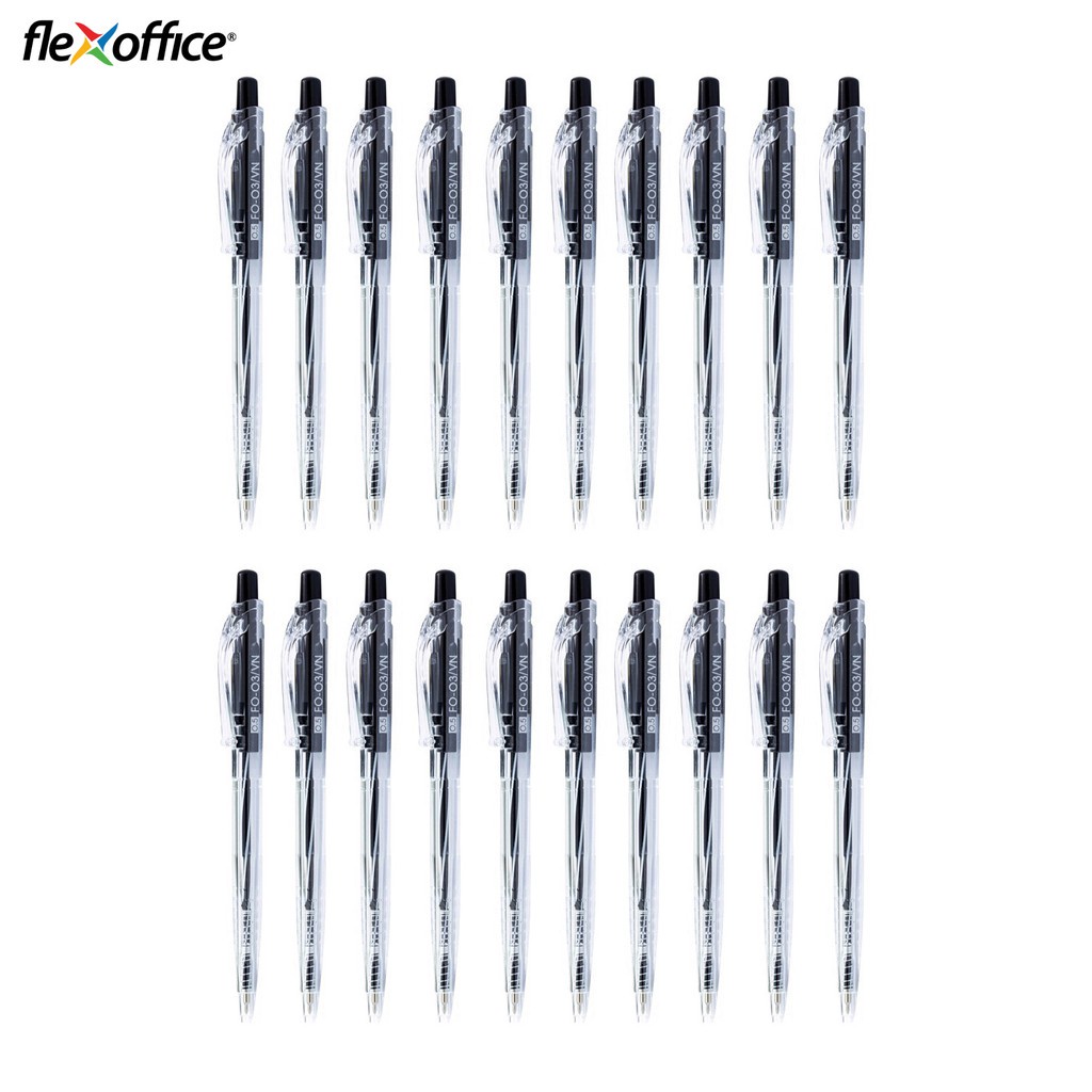 Hộp 20 cây bút bi Flexoffice FO-03 ngòi 0.5mm I Ruột thay BPR-015