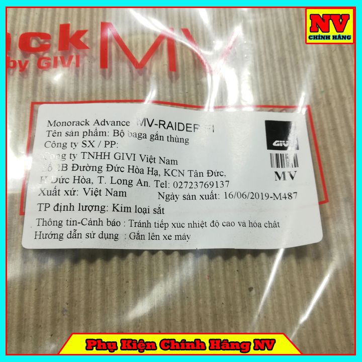 Baga sau Givi Raider FI chính hãng chịu lực cao gắn được thùng sau Givi