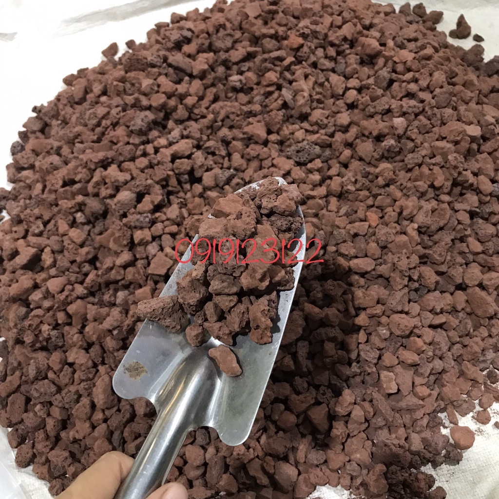 Đá nham thạch đỏ - đá nham thạch Trung Quốc túi 1kg Size1-2cm, 3-5cm Đá lọc nước hồ thủy sinh