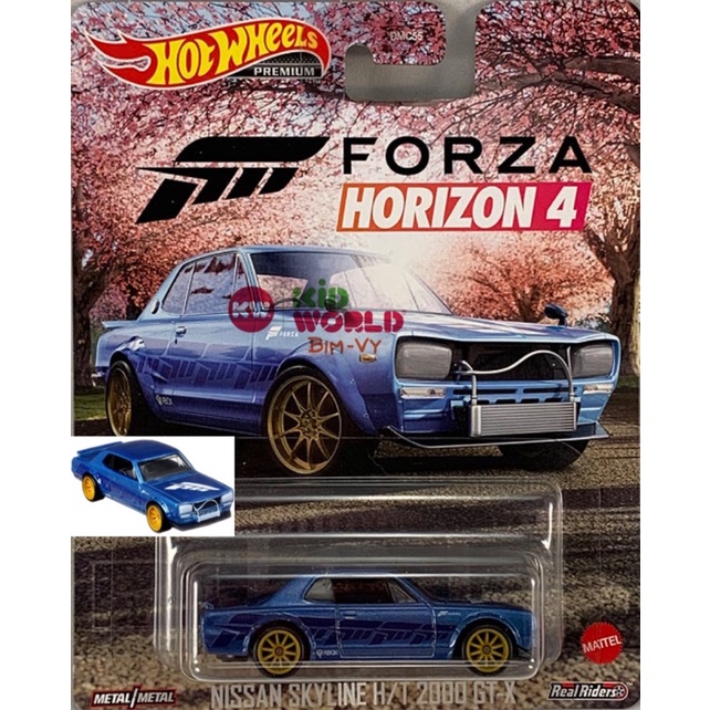 Xe mô hình Hot Wheels Premium Forza Horizon 4 Series Nissan Skyline H/T 2000 GT-X GRL69, bánh cao su.