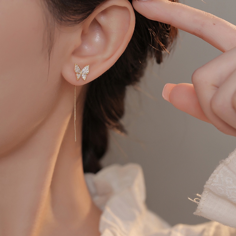 Khuyên Tai Hình Bướm Hàn Quốc Kiểu Tua Rua Mạ Bạc Thời Trang Mùa Hè Mới Dành Cho Nữ 2022