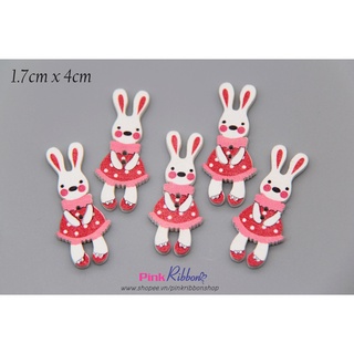 [Set 5c] Thỏ gỗ trắng cỡ 4cm x 1.7cm
