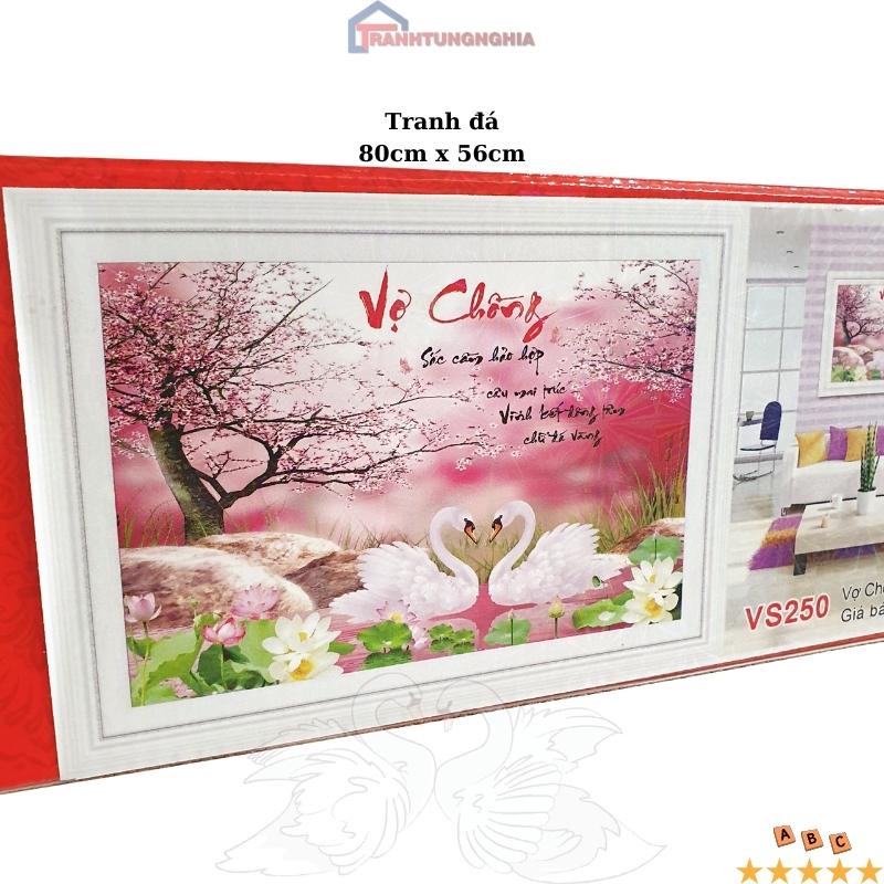 Tranh đính đá, tranh thêu chữ thập vợ chồng công
