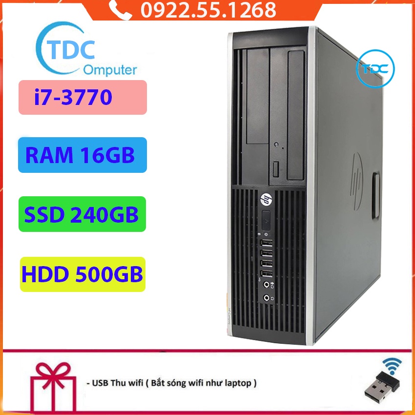 Case máy tính để bàn HP Compaq 6300 SFF CPU i7-3770 Ram 16GB SSD 240GB+ HDD 500GB Tặng USB thu Wifi, Bảo hành 12 tháng