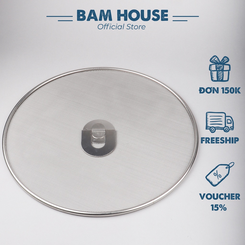 Nắp lưới đậy chảo chống văng dầu mỡ inox Bam House loại lớn 29cm cao cấp NV01