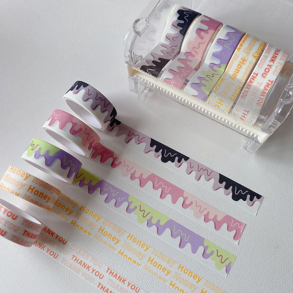 Cuộn Washi Tape Màu Pastel Họa Tiết Tan Chảy Trang Trí Sổ