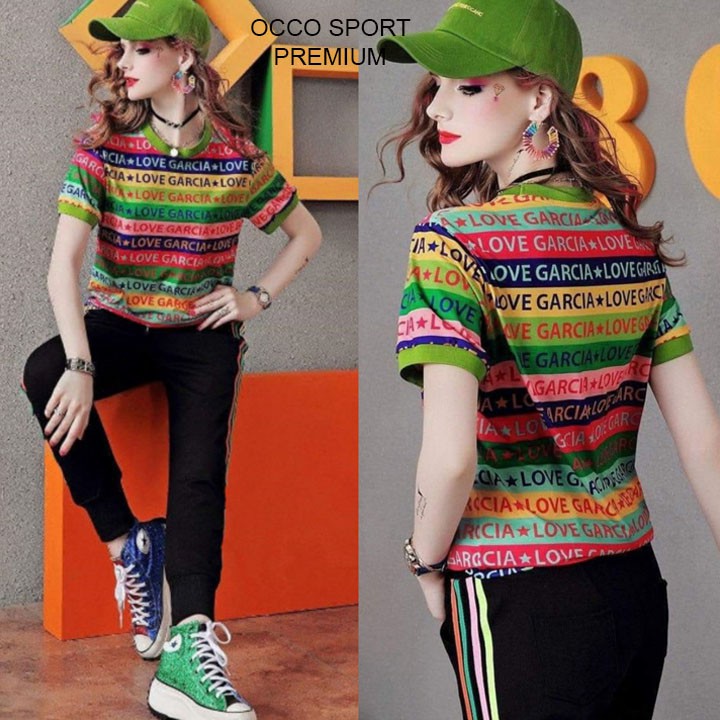 Bộ đồ thể thao chữ phối nhiều màu TT529