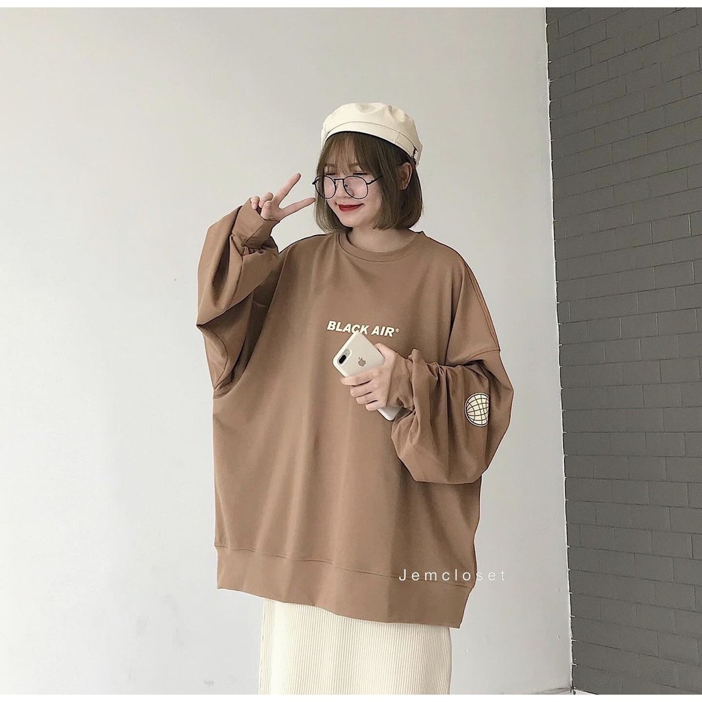 Áo Nỉ Nữ Tay Bồng Black Air ⚡ Casper.Store | FREESHIP | ⚡ Áo mùa đông dài tay form rộng, thiết kế đơn giản