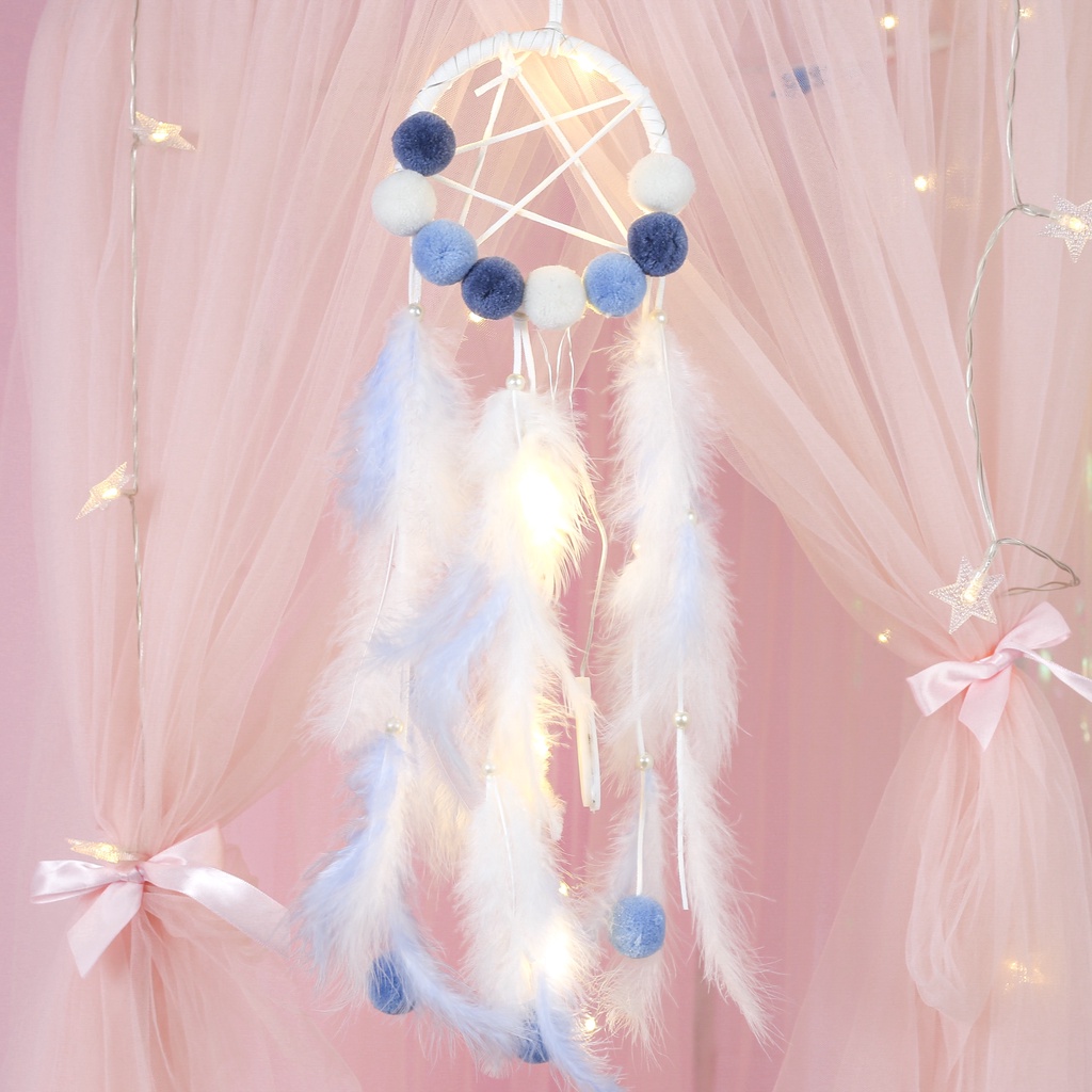 Bùa Đuổi Bắt Giấc Mơ Dream Catcher Có Đèn LED Treo Tường Trang Trí