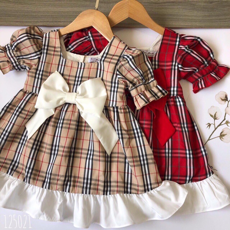 Váy tiểu thư bé gái sọc kẻ BBR sang chảnh chất thô đũi mát size 7-18kg