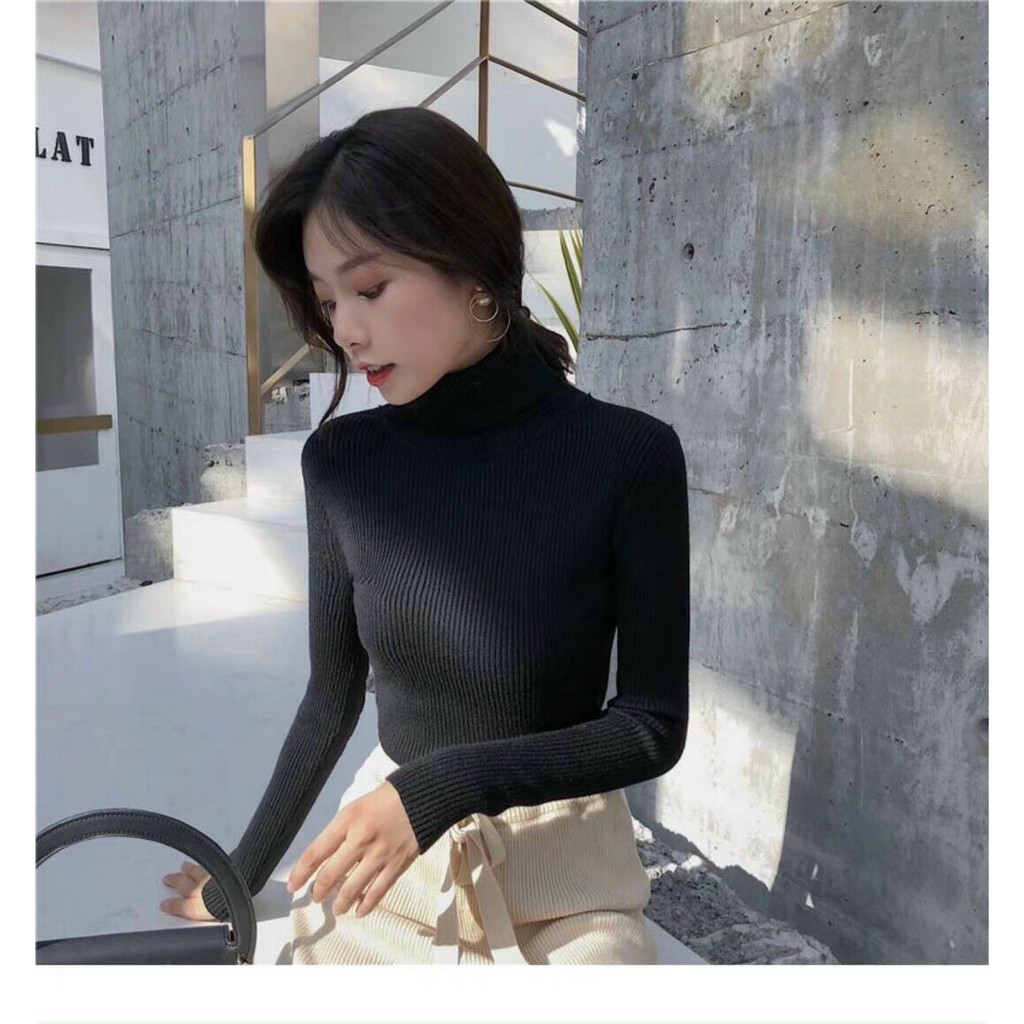 Áo len cổ lọ chất đẹp, áo len nữ thời trang nhiều màu