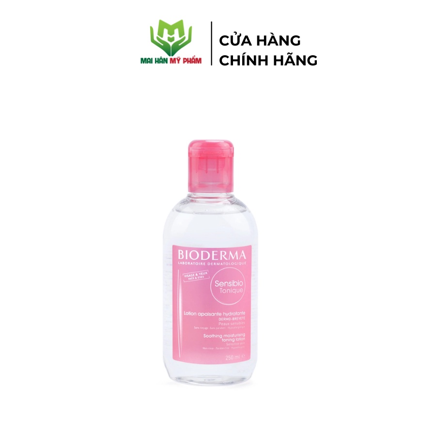 Bộ đôi dung dịch cân bằng, dưỡng ẩm cho da nhạy cảm Bioderma Sensibio Tonique 250ml và kem dưỡng giảm bọng mắt 15ml