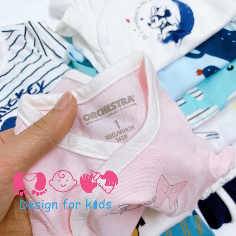 (Size Newborn) Body chip cộc tay VẠT CHÉO (dưới 4.5kg) hàng xuất dư các hãng cho bé trai và bé gái