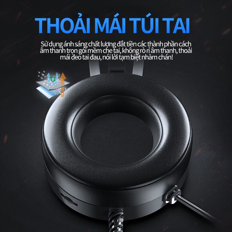 Tai nghe chụp tai máy tính GAMING MC Q9 có đèn LED đổi màu, headphone chơi game trên laptop, có mic đàm thoại, -Giao hàn