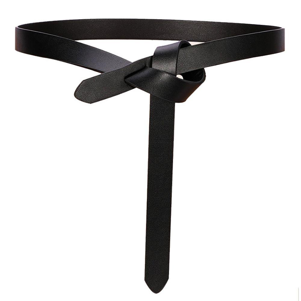 Dây Thắt Lưng Da PU Màu Đen Có Thể Điều Chỉnh Thắt Nút Thời Trang