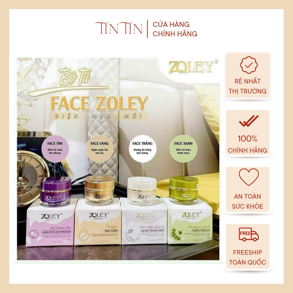 Kem Dưỡng Trắng , Mờ Thâm , Giảm mụn, Phục Hồi Da Zoley Trắng , Xanh , Vàng Tím 10g.