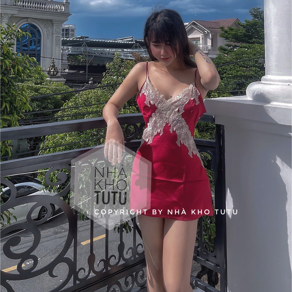 Đầm ngủ Tiểu thư Lụa mix ren dễ thương L239