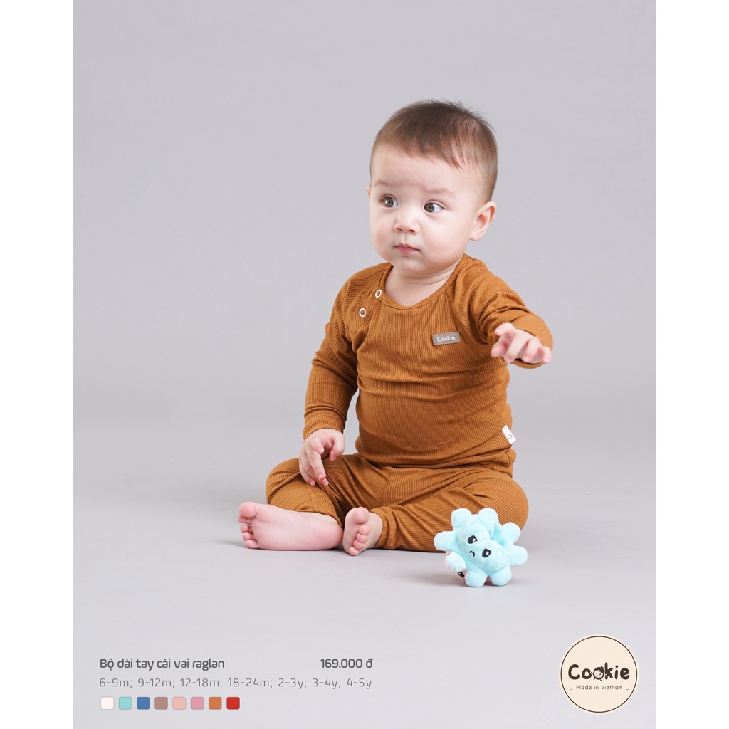 COOKIE- Bộ dài tay cài vai raglan Cookie cho bé