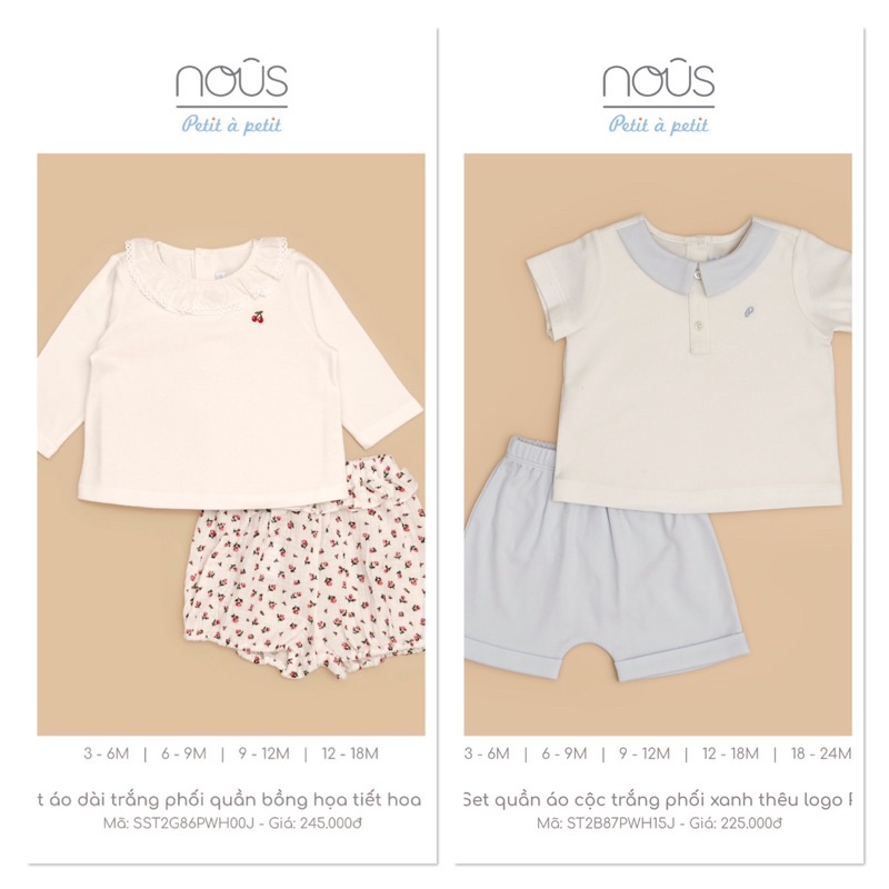 [ Nous ] Bộ cộc tay cao cấp