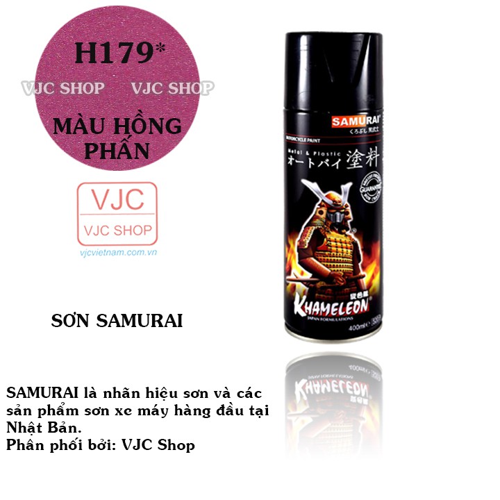 Chai sơn xịt sơn xe máy cao cấp SAMURAI màu hồng phấn mã H179* dung tích 400 ml