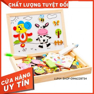 Ghép Hình Nam Châm♥FREESHIP♥Đồ Chơi Giáo Dục Bộ Tranh Ghép Nam Châm 2 Mặt Bằng Gỗ Cho Bé Sáng Tạo