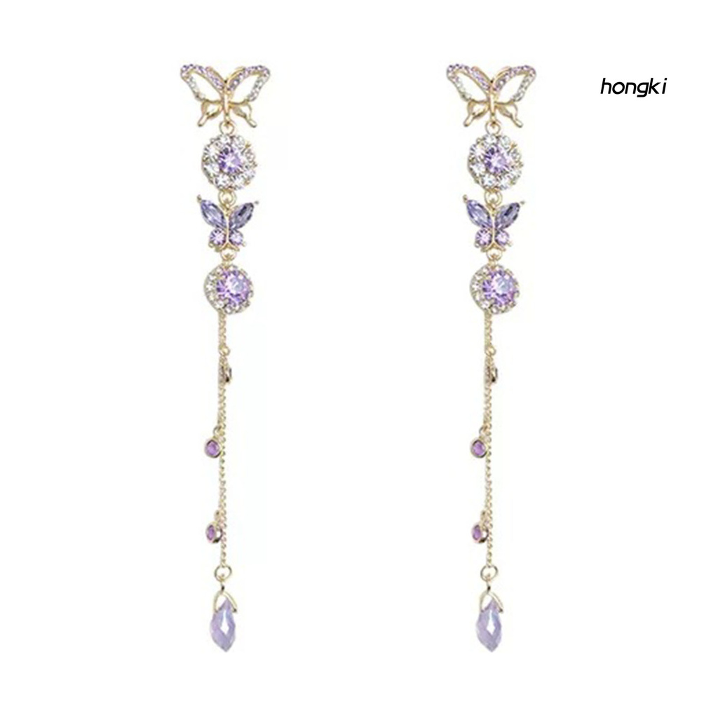 Set 2 Hoa Tai Hình Bướm Đính Đá Nhân Tạo Thời Trang