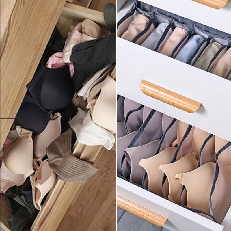 Khay sắp xếp tủ quần áo chất liệu vải lưới - Túi vải đựng đồ lót tất vớ cá nhân Clovershop