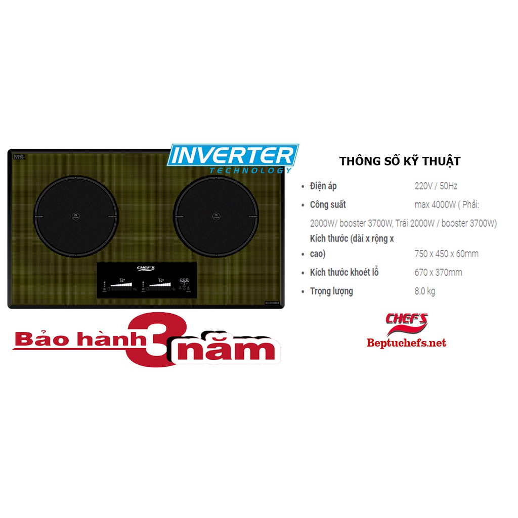 Bếp từ Chefs EH DIH888S + Hút mùi/Bộ nồi/Nồi chiên k dầu Chefs