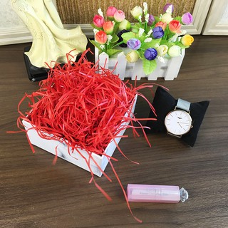 1kg giấy rơm, giấy sợi lót hộp quà, trang trí hộp quà tặng màu đỏ - Andhere