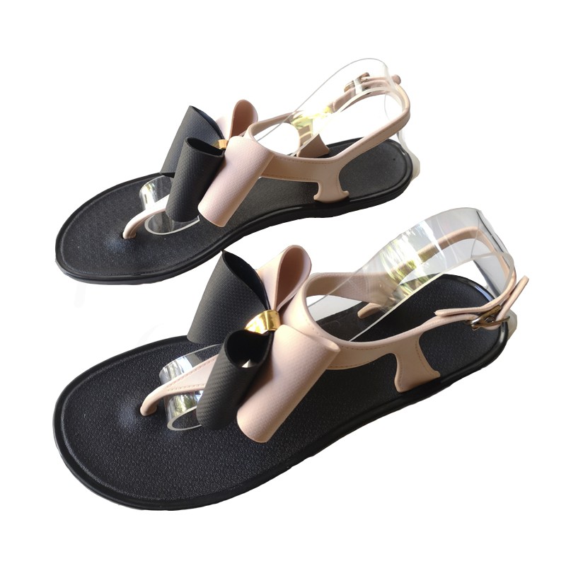 Giày đi mưa Sandal nhựa dẻo xỏ ngón nơ kép