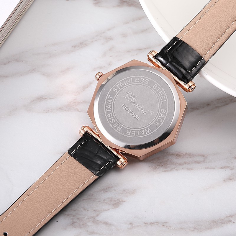 Đồng Hồ Nữ DIMINI 2088 Mặt 3D Mặt Bát Giác Dây Da Bóng Trẻ Trung Thời Trang | BigBuy360 - bigbuy360.vn