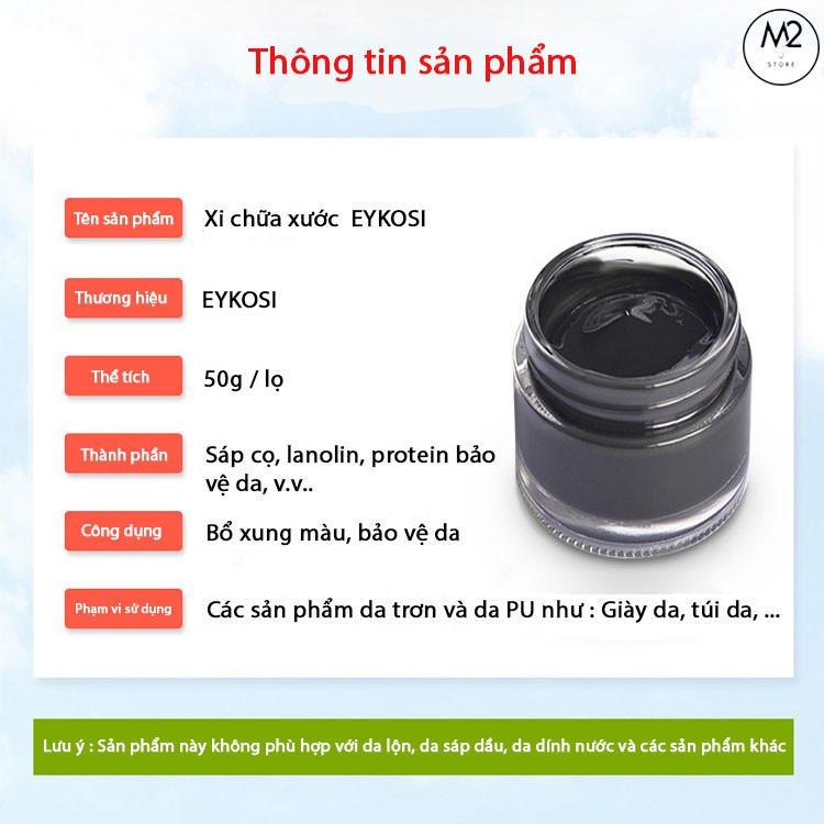 Xi kem đánh giày chuyên dưỡng, bổ sung và phục hồi màu, làm mới cho đồ da, túi, ví, áo, ghế Eykosi XDG01