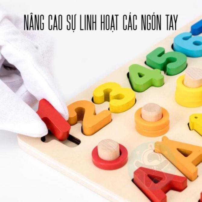 Đồ chơi gỗ giáo dục Bảng chữ cái tiếng Việt và cột tính thông minh cho bé vưa học vừa chơi Space Kids