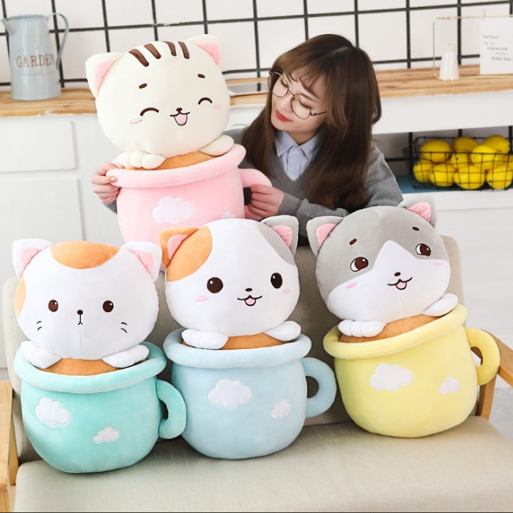 Gối Mền Mèo Teacup Kỳ Lân Siêu Mịn Có Kèm Chăn Gấp Gọn 1*1,7m PA9248