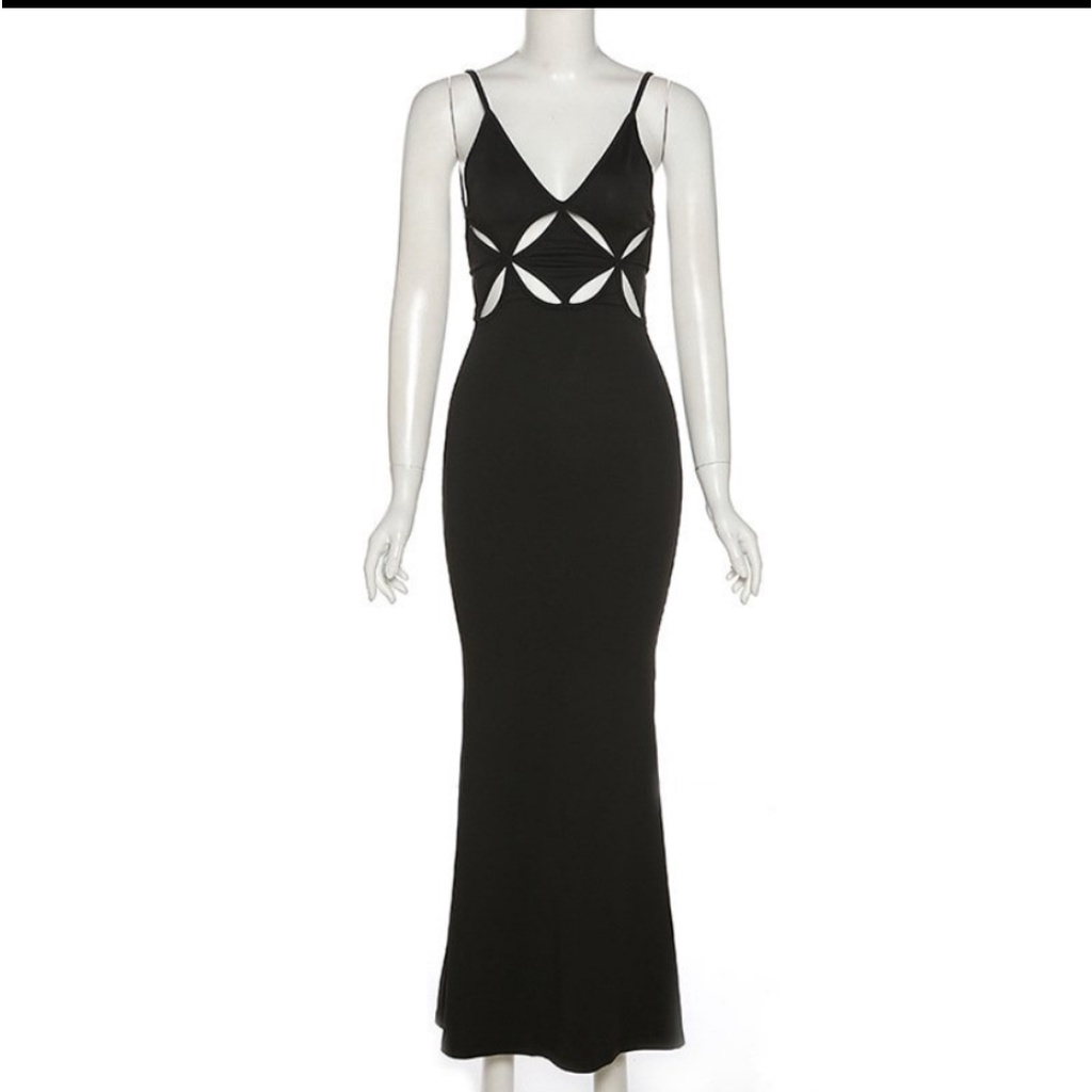 Đầm hai dây dài suông cut eo siêu quyến rũ