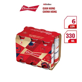 Lốc 6 lon bia budweiser chính hãng 330ml lon - quà - ảnh sản phẩm 4