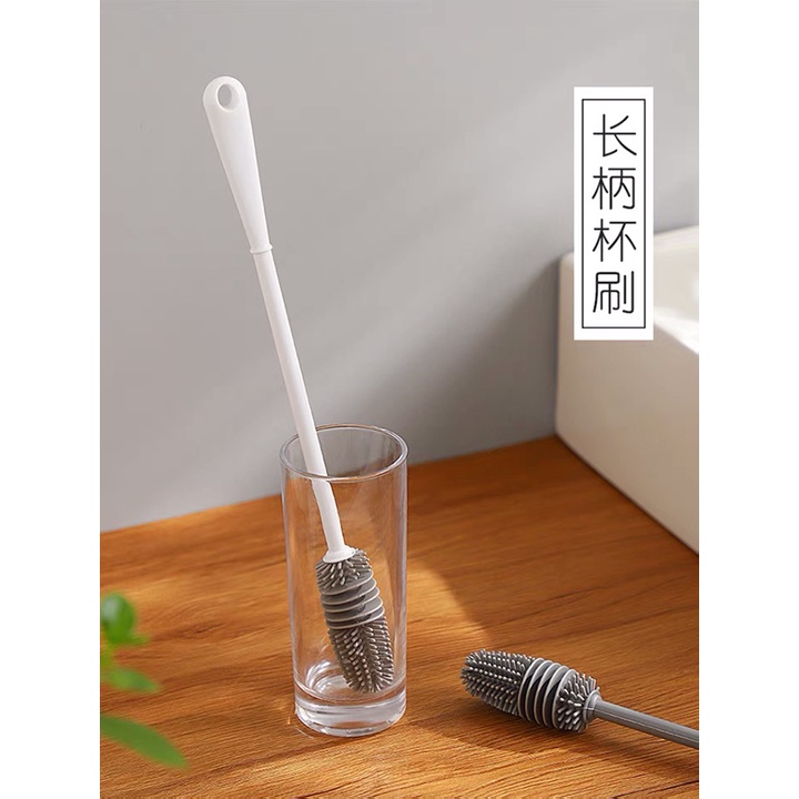 Cọ vệ sinh bằng silicon 360 độ cán dài tiện dụng cho gia đình