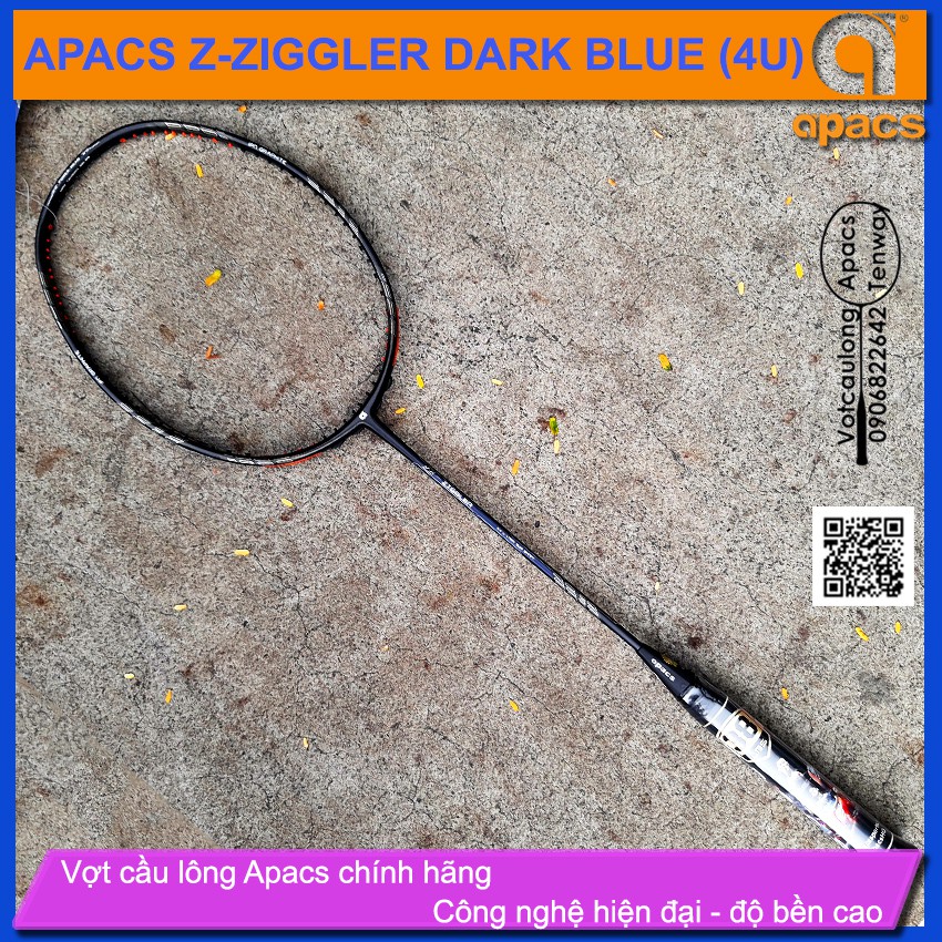 [Vợt cầu lông Apacs Z-Ziggler 6.4mm Dark Blue - 4U] Thân đũa 6.4mm công nghệ mới, sơn nhám cực đẹp