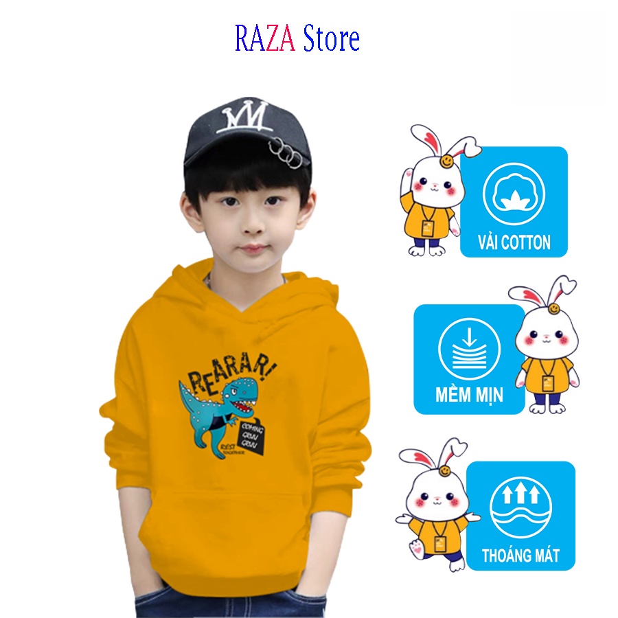 Áo hoodie trẻ em RAZA Store chất Vải da cá 100% coton cao cấp cho bé 15-45kg RZM11
