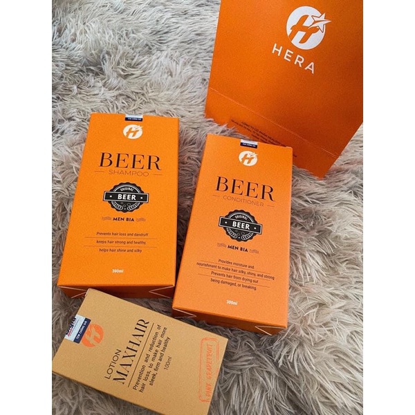 Bộ 3 Sản Phẩm Dầu Gội Men BEER Tươi Hera, MUA 1 ĐƯỢC 3 Dầu Gội+ Dầu Xả + Kích Mọc Tóc