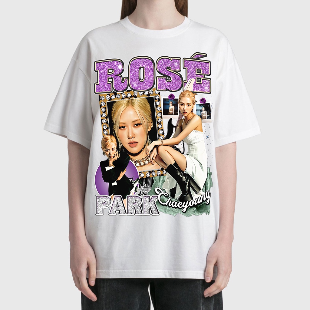 Áo Thun Vintage Thời Trang Đường Phố Rose 2 Tay Lỡ Unisex - Đen/Trắng Cổ Tròn | Blackwork