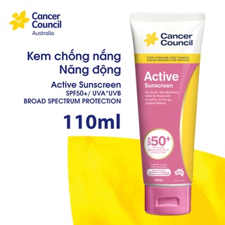 Kem chống nắng năng động Cancer Council Active Pink SPF 50+/PA++++ 110ml