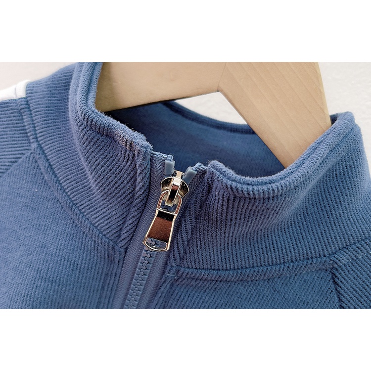 Bộ Áo Khoác Tay Dài Có Khóa Kéo In Chữ + Quần Dài Thể Thao Phong Cách Hàn Quốc Kiểu Mới Cho Bé Trai Gái 80-120cm