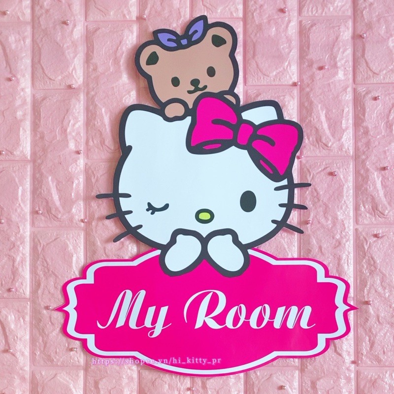 DECAL DÁN CỬA PHÒNG HELLO KITTY